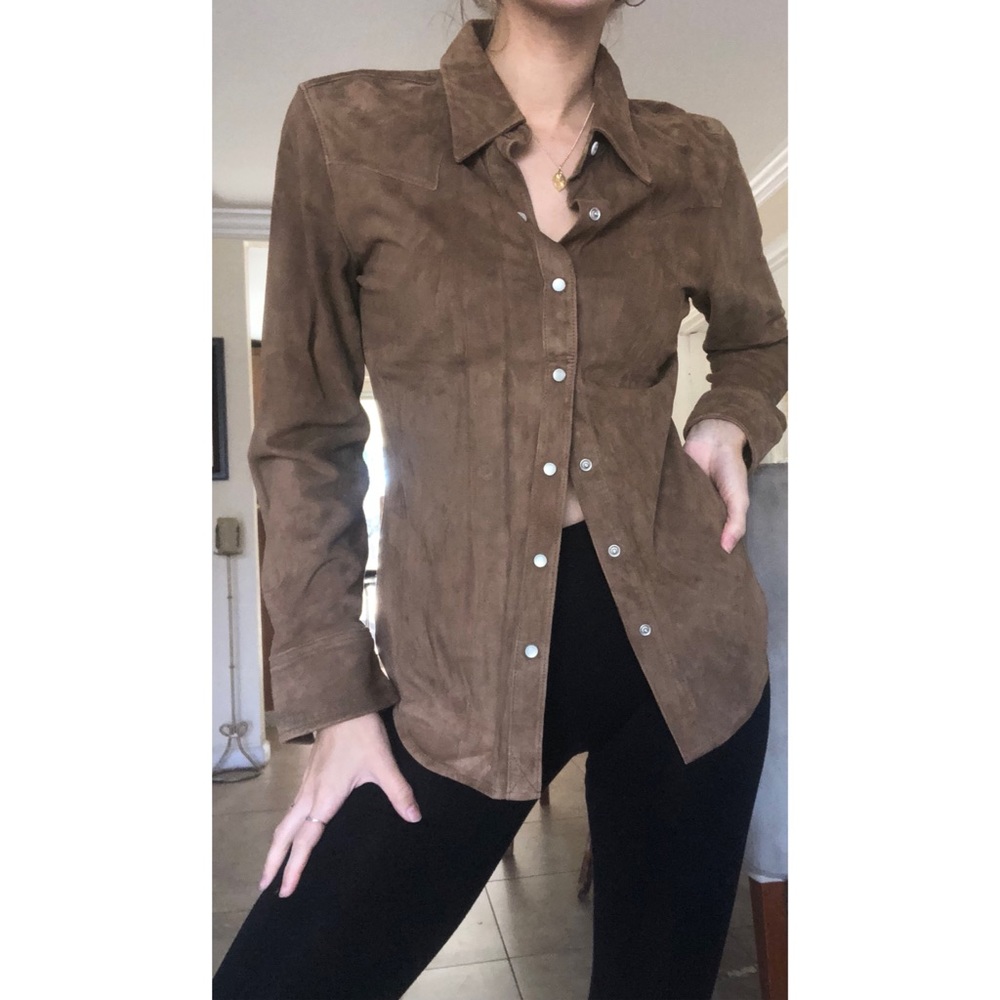 Festival Gap suede leather pearlized Button shirt - Picture 2 of 7